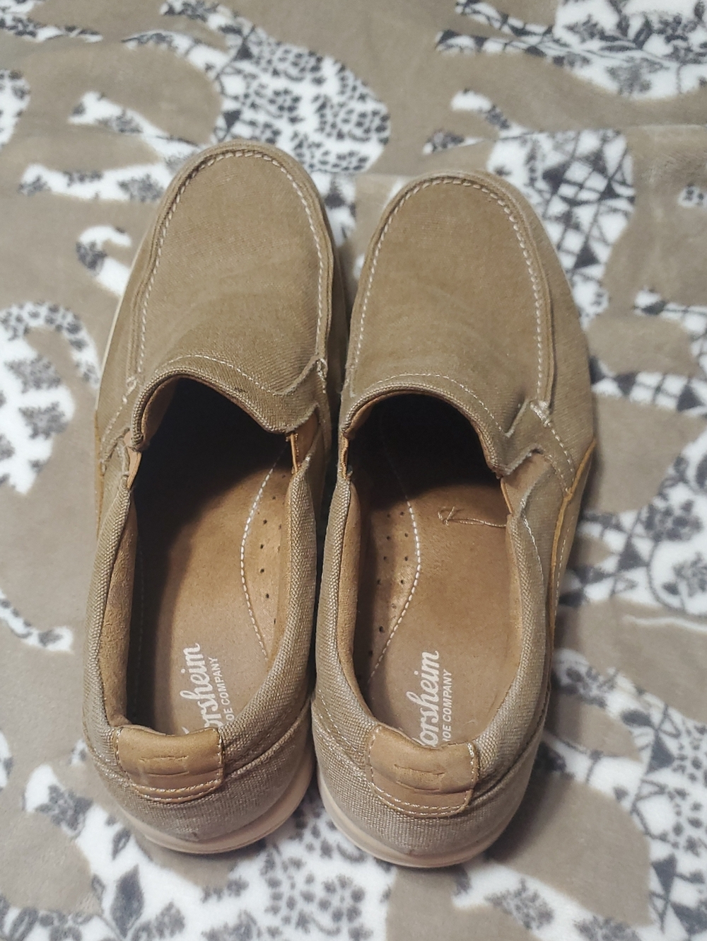 Floresheim Men's Slip-On Loafers in Light Brown Canvas Leather Upper Sz 11W